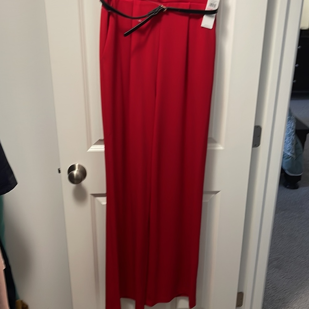 Calvin Klein brand new with tags red belted womens jumpsuit, size 10 - Picture 2 of 4